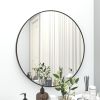 28" Wall Round Circle Mirror Bathroom Make Up Vanity Mirror - Black