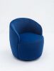 Velvet Fabric Swivel Accent Armchair Barrel Chair With Black Powder Coating Metal Ring; Blue