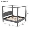 King Size Upholstery Canopy Platform Bed with Headboard,Support Legs