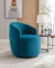 Velvet Fabric Swivel Accent Armchair Barrel Chair With Black Powder Coating Metal Ring; Teal