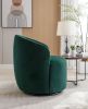 Velvet Fabric Swivel Accent Armchair Barrel Chair With Black Powder Coating Metal Ring; Green