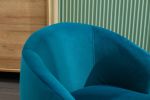 Velvet Fabric Swivel Accent Armchair Barrel Chair With Black Powder Coating Metal Ring; Teal