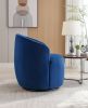 Velvet Fabric Swivel Accent Armchair Barrel Chair With Black Powder Coating Metal Ring; Blue