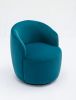 Velvet Fabric Swivel Accent Armchair Barrel Chair With Black Powder Coating Metal Ring; Teal