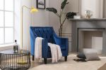 Velvet Accent Chair; Modern and Cozy Sofa Chair with Wood Legs; Tufted Accent Armchair for Living Room/Bedroom/Office/Guest Room; SAPPHIREBLUE