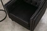 Velvet Accent Chair; Modern and Cozy Sofa Chair with Wood Legs; Tufted Accent Armchair for Living Room/Bedroom/Office/Guest Room; BLACK