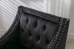 Velvet Accent Chair; Modern and Cozy Sofa Chair with Wood Legs; Tufted Accent Armchair for Living Room/Bedroom/Office/Guest Room; BLACK