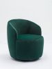 Velvet Fabric Swivel Accent Armchair Barrel Chair With Black Powder Coating Metal Ring; Green