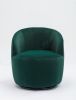 Velvet Fabric Swivel Accent Armchair Barrel Chair With Black Powder Coating Metal Ring; Green