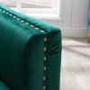 Modern Velvet Armchair Tufted Button Accent Chair Club Chair with Steel Legs for Living Room Bedroom; Green