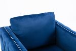 Modern Velvet Armchair Tufted Button Accent Chair Club Chair with Steel Legs for Living Room Bedroom; Navy