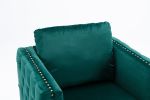 Modern Velvet Armchair Tufted Button Accent Chair Club Chair with Steel Legs for Living Room Bedroom; Green