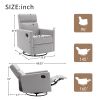 Modern Upholstered Rocker Nursery Chair Plush Seating Glider Swivel Recliner Chair; Gray