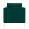 Modern Velvet Armchair Tufted Button Accent Chair Club Chair with Steel Legs for Living Room Bedroom; Green