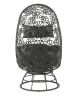 Hikre Patio Lounge Chair &amp; Side Table; Clear Glass; Charcaol Fabric &amp; Black Wicker 45113