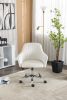 New -Modern home office leisure chair with adjustable velvet height and adjustable casters (beige)