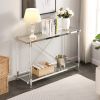 Acrylic Glass Side Table; Chrome Sofa Table; Console Table for Living Room&amp; Bedroom