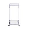 W82153573 Chrome Glass Side Table; Acrylic End Table; Glass Top C Shape Square Table with Metal Base for Living Room; Bedroom; Balcony Home and Office