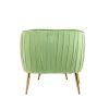 Velvet Accent Chair with Ottoman; Modern Tufted Barrel Chair Ottoman Set for Living Room Bedroom; Golden Finished; Grass Green