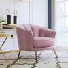 Modern Velvet Accent Barrel Chair Leisure Accent Chair Living Room Upholstered Armchair Vanity Chair for Bedroom Meeting Room; Pink