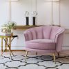 Modern Velvet Accent Barrel Chair Leisure Accent Chair Living Room Upholstered Armchair Vanity Chair for Bedroom Meeting Room; Pink