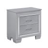 Glamourous Silver Finish 1pc Nightstand 2x Dovetail Drawers Faux Alligator Embossed Fronts Bedroom Furniture