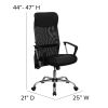 High Back Black Split Leather Chair with Mesh Back [BT-905-GG]