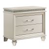 Classic Pearl White 1pc Nightstand Only Contemporary Solid wood 2-Drawers Felt-lined Top English Dovetail Acrylic Legs & Pull Handle