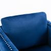 Modern Velvet Armchair Tufted Button Accent Chair Club Chair with Steel Legs for Living Room Bedroom; Navy