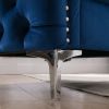 Modern Velvet Armchair Tufted Button Accent Chair Club Chair with Steel Legs for Living Room Bedroom; Navy