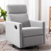 Modern Upholstered Rocker Nursery Chair Plush Seating Glider Swivel Recliner Chair; Gray