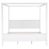 King Size Canopy Platform Bed with Headboard and Footboard,With Slat Support Leg,White