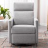 Modern Upholstered Rocker Nursery Chair Plush Seating Glider Swivel Recliner Chair; Gray