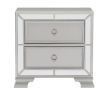 Modern Traditional Style 1pc Nightstand of 2 Drawers Embossed Textural Fronts Silver Finish Bed Side Table