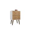 Manhattan Comfort Liberty Mid-Century Modern Nightstand 2.0 with 2 Full Extension Drawers in White and 3D Brown Prints