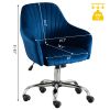 New -Modern home office leisure chair with adjustable velvet height and adjustable casters (NAVYBLUE)