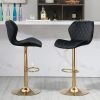 Black Velvet Adjustable Swivel Bar Stools Set Of 2 Modern Counter Height Barstools With Golden Color Base