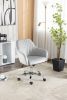 New -Modern home office leisure chair with adjustable velvet height and adjustable casters (LIGHTGRAY)