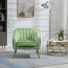 Velvet Accent Chair with Ottoman; Modern Tufted Barrel Chair Ottoman Set for Living Room Bedroom; Golden Finished; Grass Green