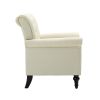 Mid-Century Modern Accent Chair; Linen Armchair w/Tufted Back/Wood Legs; Upholstered Lounge Arm Chair Single Sofa for Living Room Bedroom; Beige