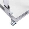 W82153573 Chrome Glass Side Table; Acrylic End Table; Glass Top C Shape Square Table with Metal Base for Living Room; Bedroom; Balcony Home and Office