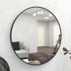 28" Wall Round Circle Mirror Bathroom Make Up Vanity Mirror - Black