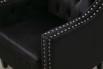 Velvet Accent Chair; Modern and Cozy Sofa Chair with Wood Legs; Tufted Accent Armchair for Living Room/Bedroom/Office/Guest Room; BLACK