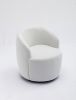 Velvet Fabric Swivel Accent Armchair Barrel Chair With Black Powder Coating Metal Ring; White