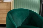 Velvet Fabric Swivel Accent Armchair Barrel Chair With Black Powder Coating Metal Ring; Green