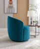 Velvet Fabric Swivel Accent Armchair Barrel Chair With Black Powder Coating Metal Ring; Teal