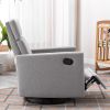 Modern Upholstered Rocker Nursery Chair Plush Seating Glider Swivel Recliner Chair; Gray