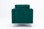 Modern Velvet Armchair Tufted Button Accent Chair Club Chair with Steel Legs for Living Room Bedroom; Green