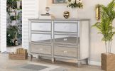 Elegant Mirrored Dresser with 6 Drawers; Modern Silver Finished Dresser 56.1&ldquo;L x 18.1&rdquo; W x 36.4&rdquo; H for Living Room Bedroom