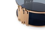 Modrest Bryce Modern Smoked Glass &amp; Rosegold Round Coffee Table